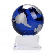 OwnMy Blue Earth Marble, 3.15 inch Crystal Globe Sphere Globe Paperweight Decoration Ball with Display Stand and Gift Box 